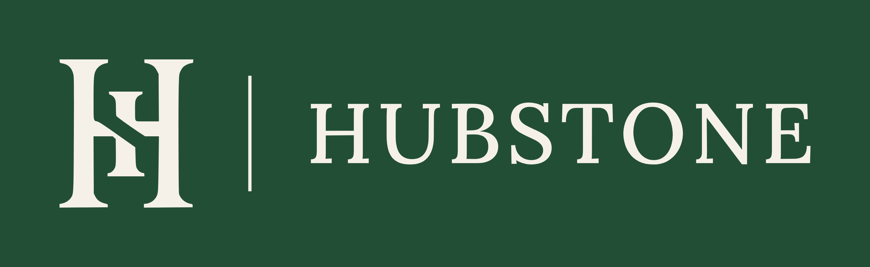 Hubstone logo in cream on forest green