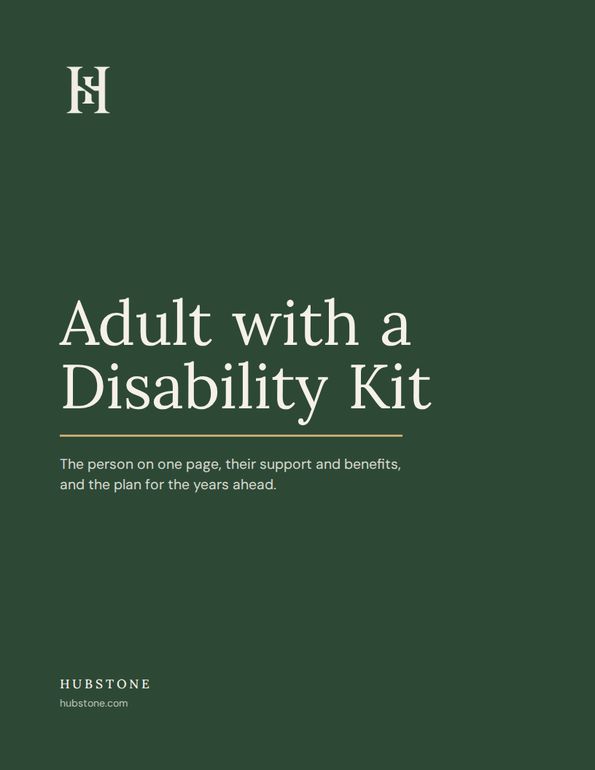 First page of the Adult with a Disability Kit