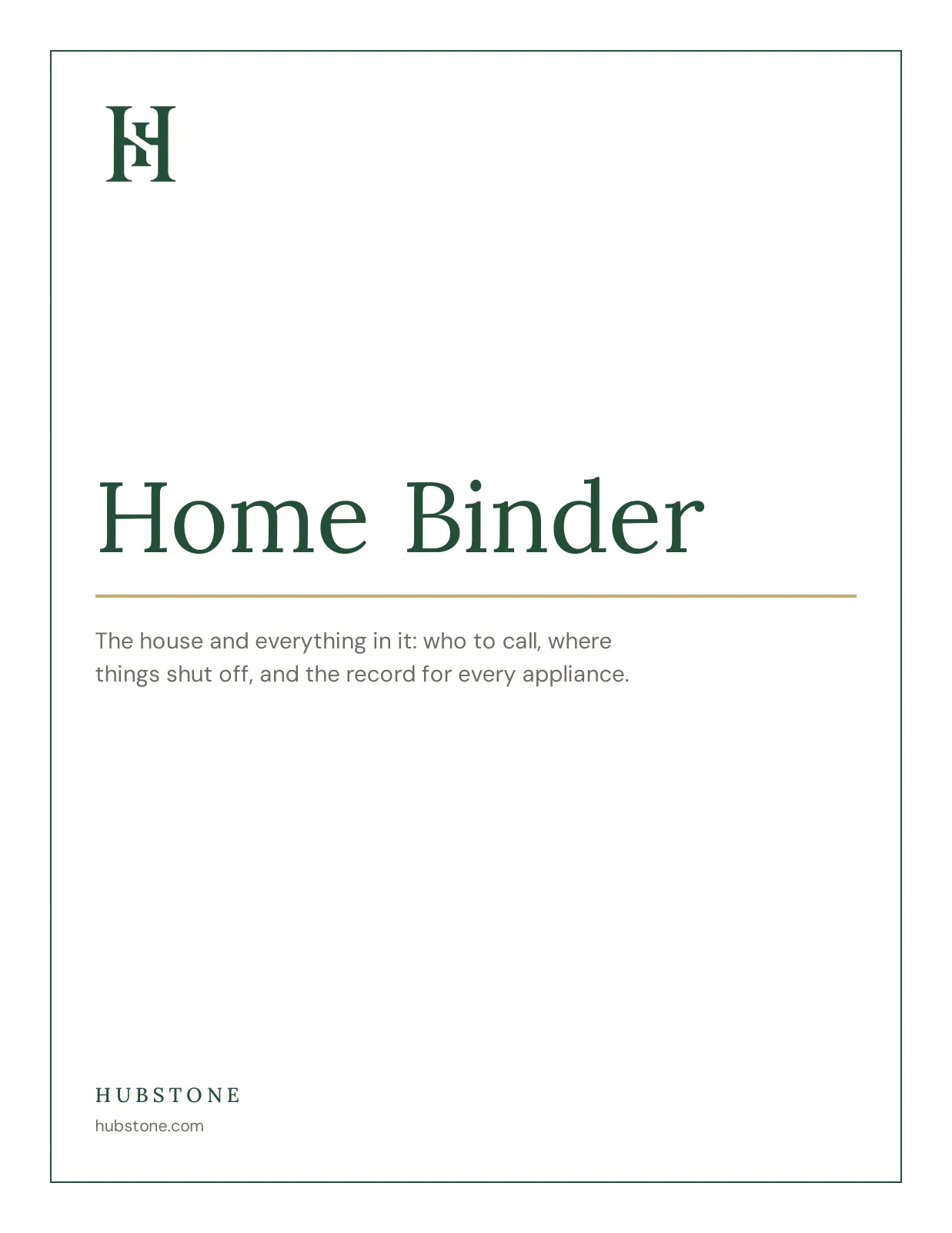 Home Binder, Cover, page 1